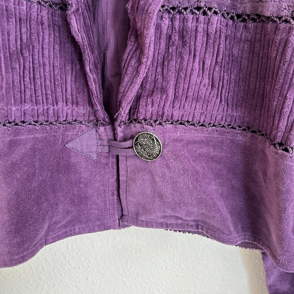 Vtg Christopher & Banks Jacket M Purple Crop Chenille Bolero Blazer NEW - Picture 3 of 12